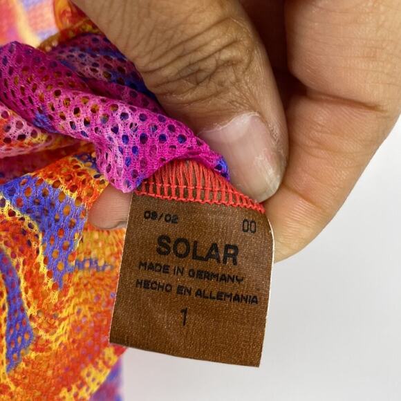 Vintage Solar sun through swimsuit cover up sheer orange pink Barbie 90s avant-g - Picture 4 of 5